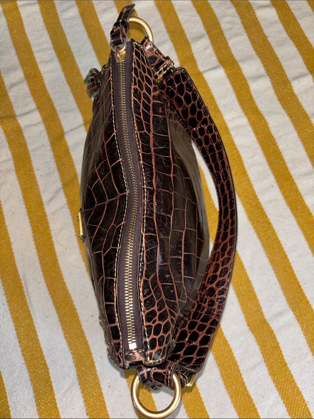 Dooney & Bourke Dark Brown Croc-Shoulder Bag - Picture 9 of 14